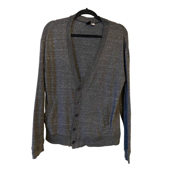 BDG‎ Urban Outfitters Men Cardigan Charcoal Gray Size Large Button Down Pockets - Picture 1 of 8
